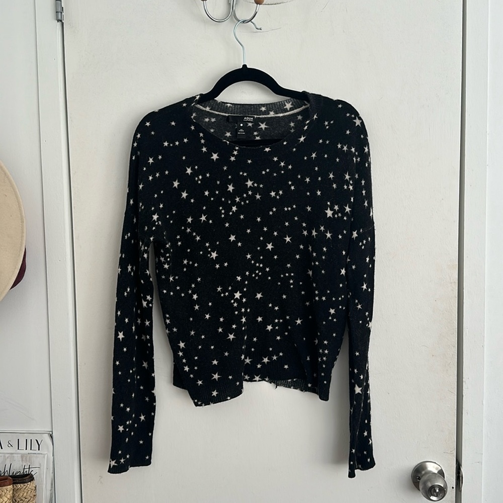 Aqua Cashmere Sweater with Stars